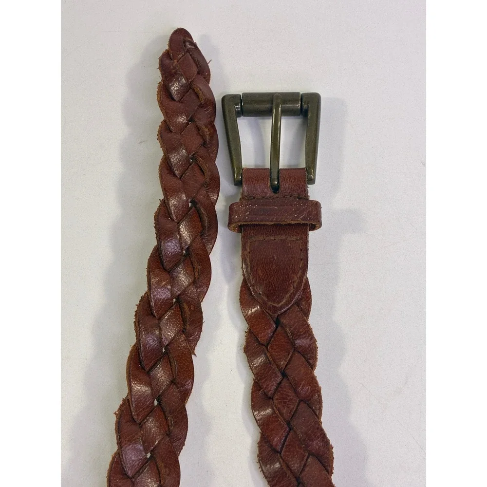 Architect Mens Brown Genuine Leather Braided Belt Size Medium Woven Buckle